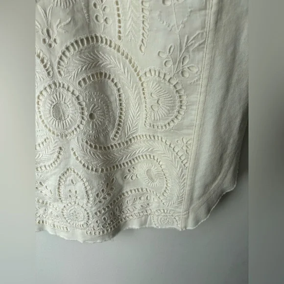 Free People We The Free Embroidered Denim Vest Boho Western Oversized - Picture 12 of 12